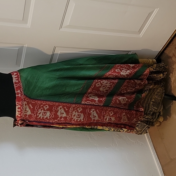 Brand New Sustainably Designed Boho Silk Reversible Wrap Skirt Dress - Picture 2 of 11